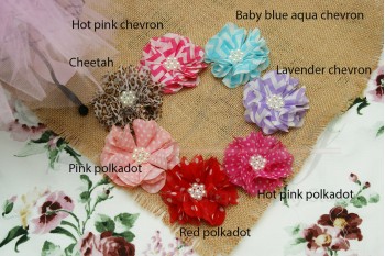 Selina Chiffon flower "Pattern" - Medium (6.5cm), Pack of 3